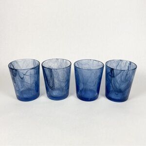 Set of Four Fortessa Swirl 11oz Ink Blue Rocks / Double Old Fashioned Glasses